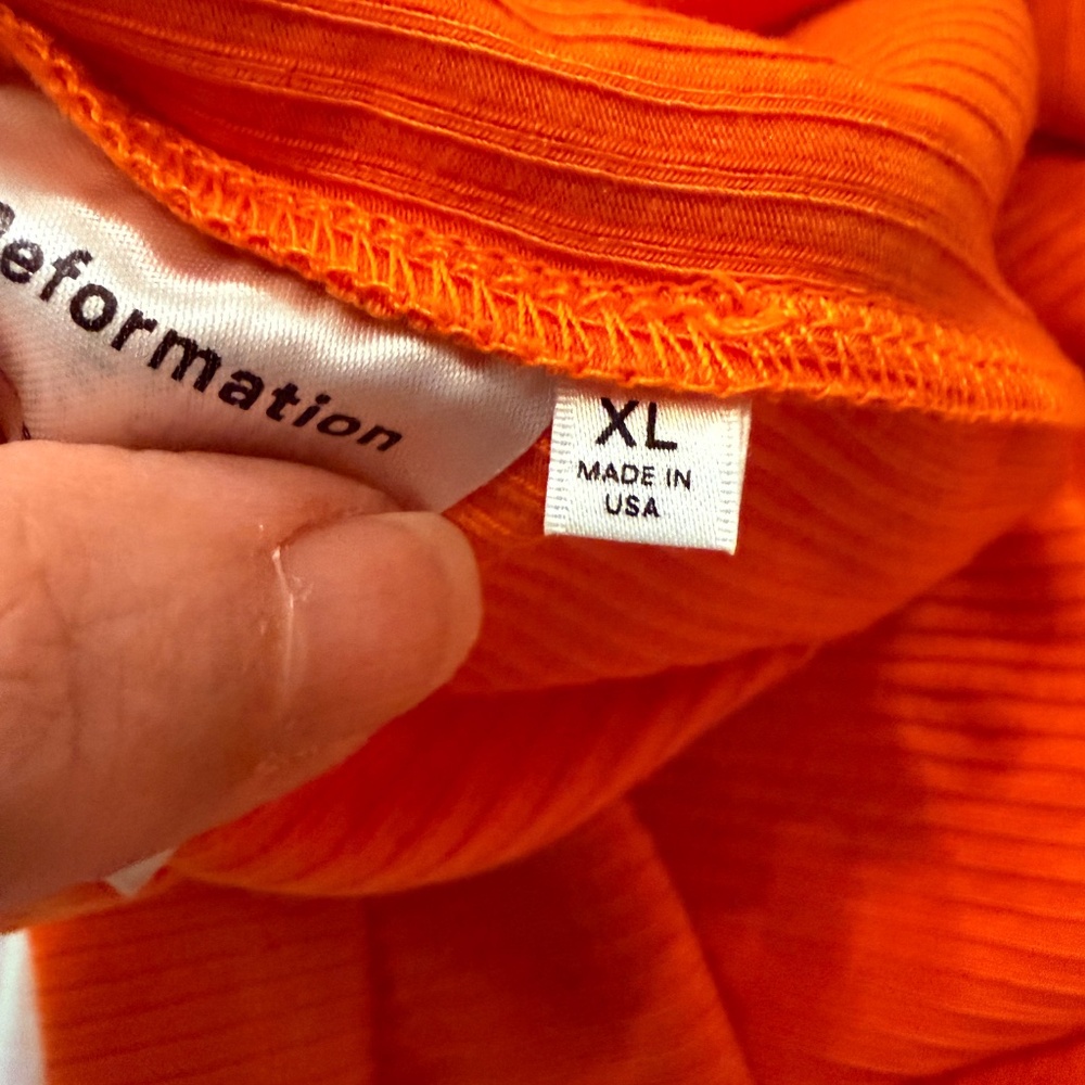 NWT Reformation size XL Laurena Knit Dress Citrus Ribbed Square Neck - Picture 13 of 14